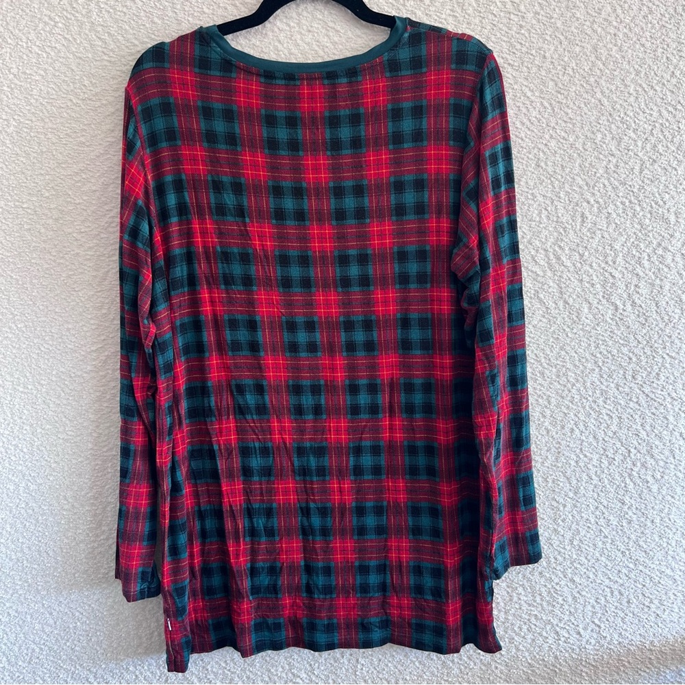 Little Sleepies Men’s Christmas Bamboo Plaid Red Green Pajama Shirt‎ Size Large - Picture 3 of 10